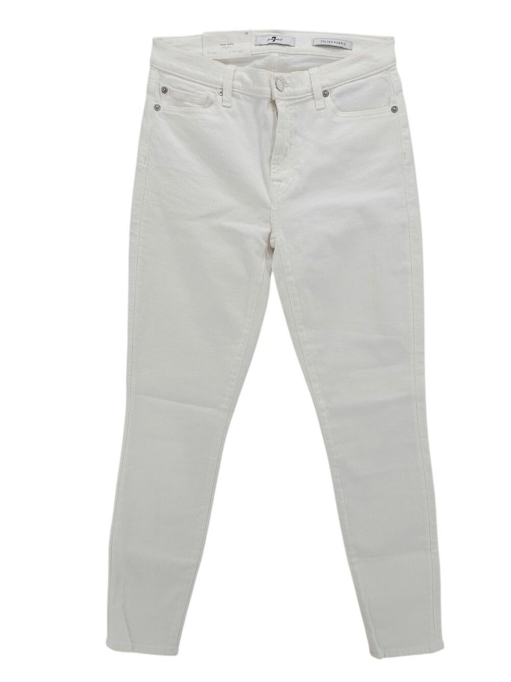 NWOT 7 FOR ALL MANKIND HW Skinny Crop Jeans Pure White Embellished Rhinestone 29